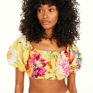 H&M Hawaii Colorful Crop Top with lace up back. Size Small